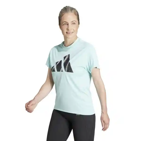 Adidas Camiseta Run It Bl Tee Para Mujer Azul Talla M