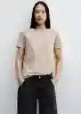 Camiseta Chalaca Beige Talla M Mujer Mango