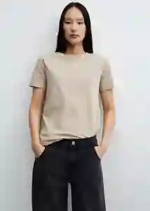 Camiseta Chalaca Beige Talla M Mujer Mango