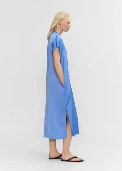 Vestido Cristal-A Azul Talla M Mujer Mango