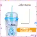 Vaso de Plástico de Doble Pared Con Pitillo Azul Miniso