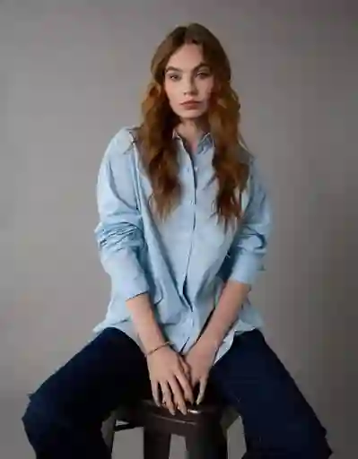 Camisa Mujer Azul Talla Small 6433401 American Eagle