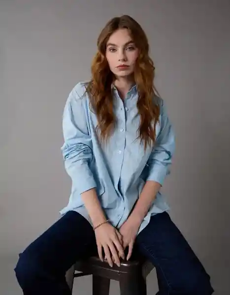 Camisa Mujer Azul Talla Small 6433401 American Eagle