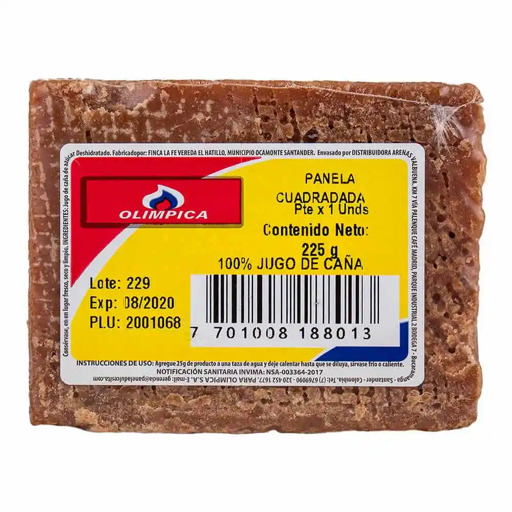 Panela Olimpica Cuadrada 225 G