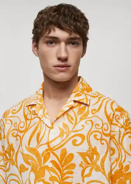 Camisa Benisa Amarillo Talla L Hombre Mango