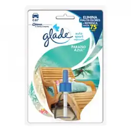 Glade ambientador carro líquido paraiso azul 1 repuesto, 7ml