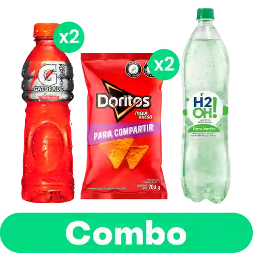 Combo Gatorade Sin Azucar X2 + H2Oh Lima Limon 1.5L X1 + Doritos X2