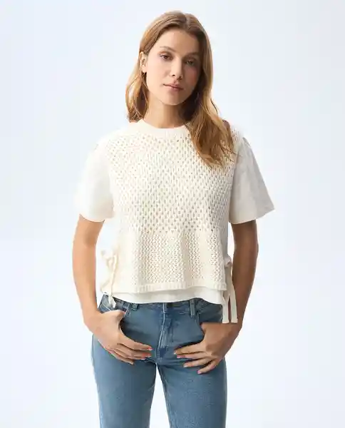 Camiseta Mujer Crudo Talla L 601G005_CRU110606 Americanino