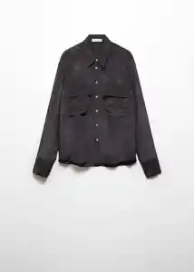 Camisa Massima Negro Talla L Mujer Mango
