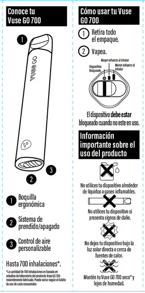 Vapeador Vuse GO 700 Menthol Ice