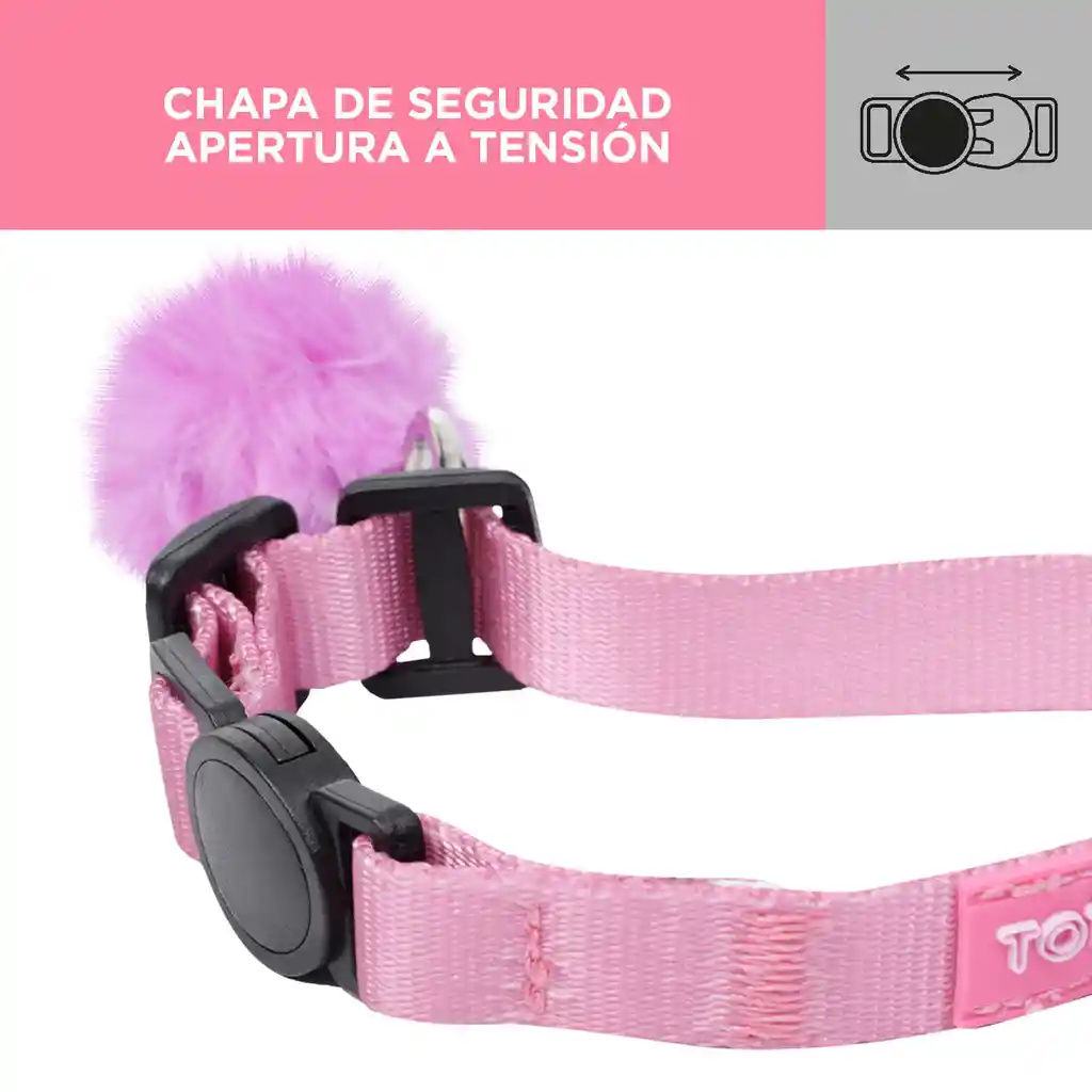 Totto Pets Collar Ajustable Gato Michi Rosa