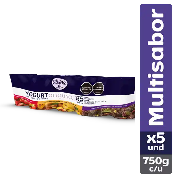 Alpina Yogurt Original Con Trozos de Fruta Sabores Surtidos
