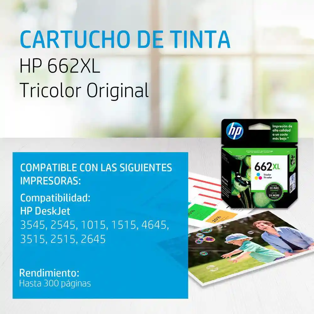 Hp Cartucho de Tinta 662Xl Tricolor