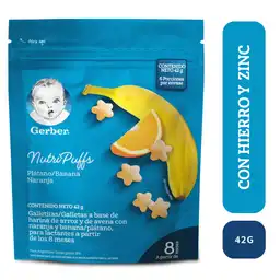 Snack para bebés GERBER Nutripuffs Banana Naranja Bolsa x 42g