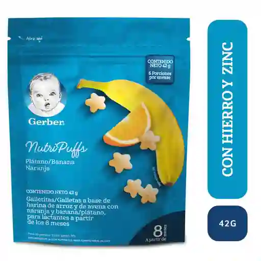 Snack Para Bebés Gerber Nutripuffs Banana Naranja 42 g