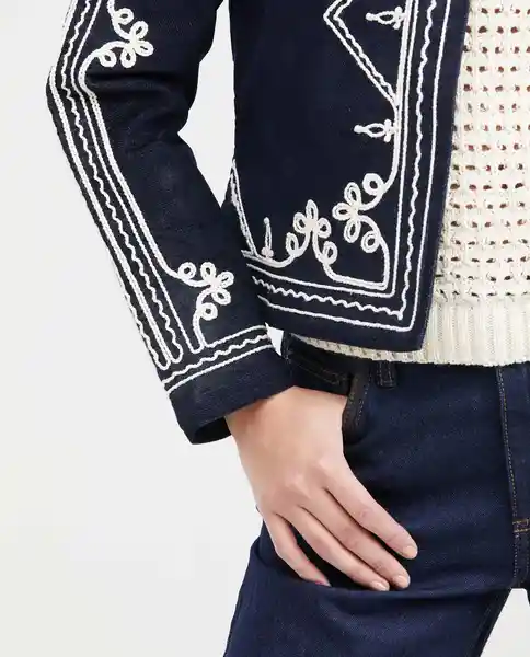 Chaqueta Collarless Embroid Azul Dark Ultra Oscuro XS Chevignon