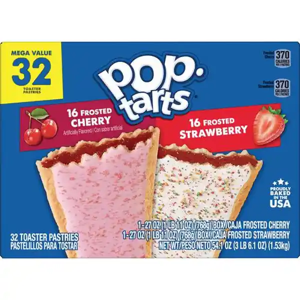 Pop Tarts Pastelillos Para Tostar Con Cobertura de Cereza y Fresa