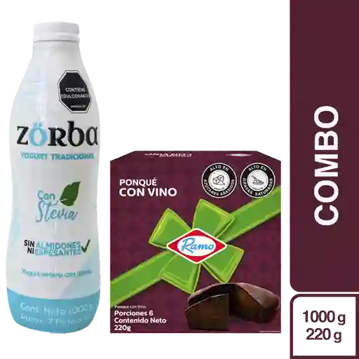 Combo Ramo Ponqué Vino Caja + Yogurt Líquido Entero Con Stevia