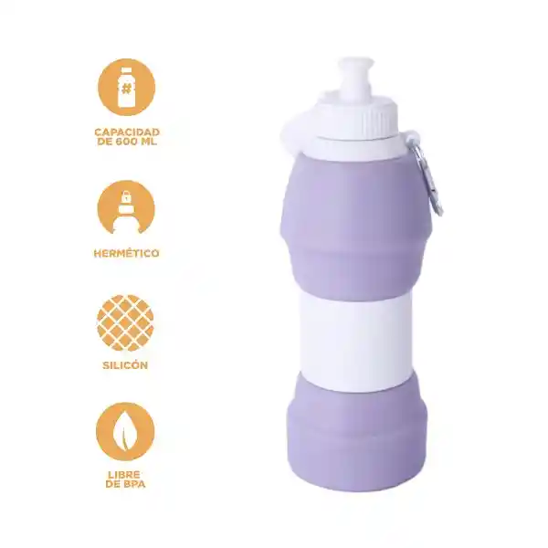 Vaso Plástico Plegable de Silicona Púrpura 600 mL Serie Miniso