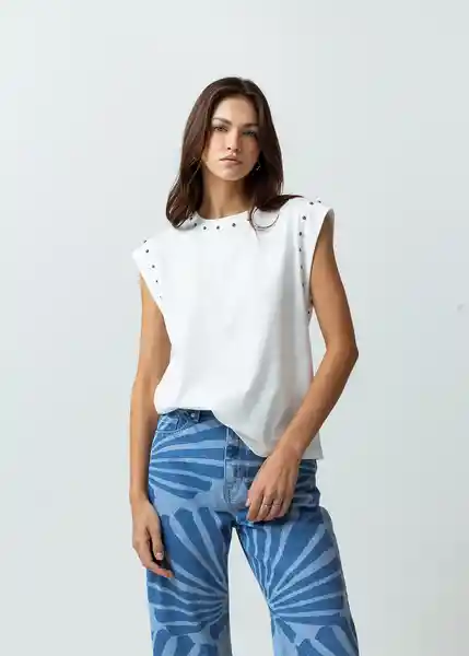 Camiseta Mujer Crudo Puro Claro Talla M Naf Naf