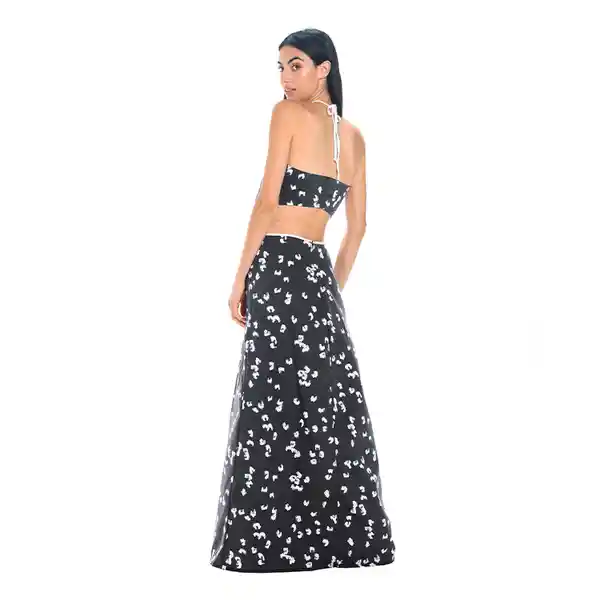 Vestido Clematis Estampado Liso Negro Talla L