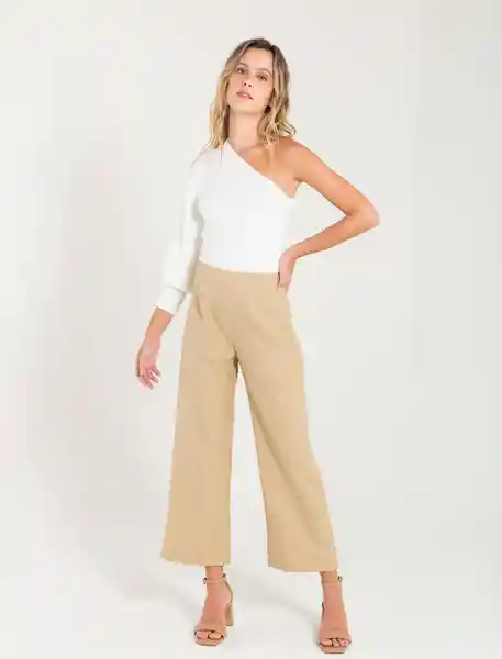 Pantalón Tobillero Beige Arcilla Medio Talla 10 Mujer Naf Naf