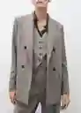 Blazer Americana Puglia Gris Talla L Mujer Mango