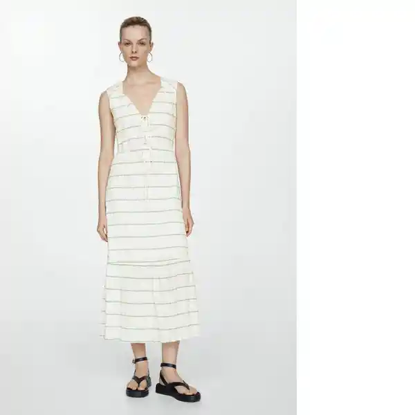 Vestido Morgali Off White Talla L Mujer Mango