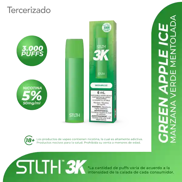 STLTH 3K Vape - Green Apple Ice -3000 puff (5%)