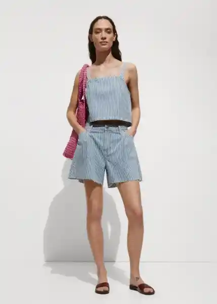 Top Ibiza Azul Talla L Mujer Mango