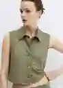 Chaleco Cintia Khaki Talla M Mujer Mango