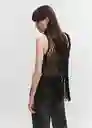 Top Sarea Negro Talla L Mujer Mango
