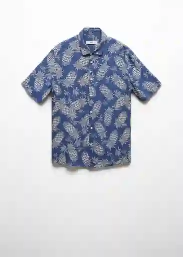 Camisa Pine-H Azul Talla XL Hombre Mango