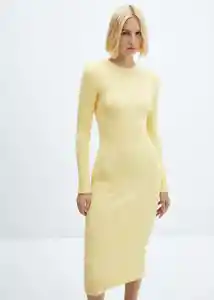 Vestido Grogui Amarillo Talla S Mujer Mango