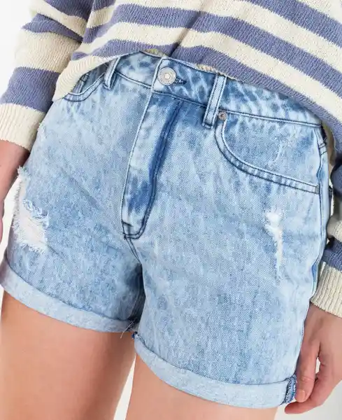 short tiro alto tono azul indigo claro talla 10 mujer Naf-Naf