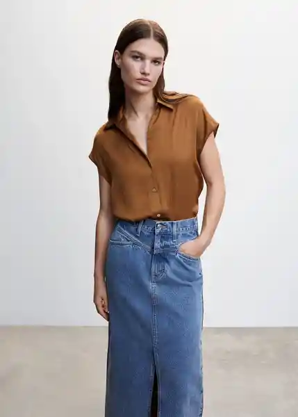 Camisa Sassa Marrón Talla L Mujer Mango