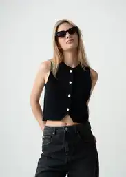 Chaleco Tejido Mujer Negro Ultraoscuro Talla S 583G002 Naf Naf