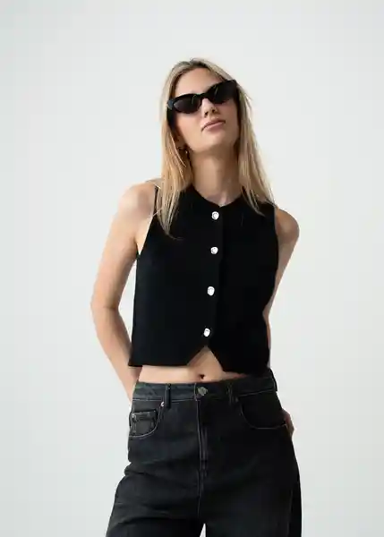 Chaleco Tejido Mujer Negro Ultraoscuro Talla S 583G002 Naf Naf