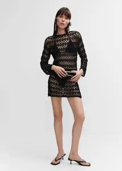 Vestido Menendez Negro Talla L Mujer Mango