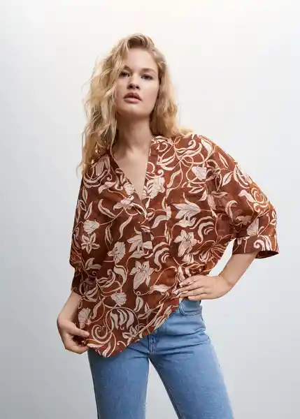 Blusa Ile Marrón Talla XS Mujer Mango