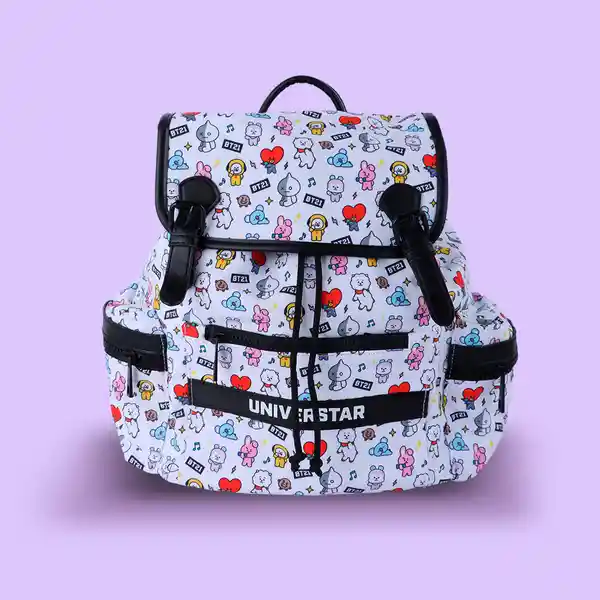 Maleta Multi Estampada Serie Blanca Bt21 Miniso
