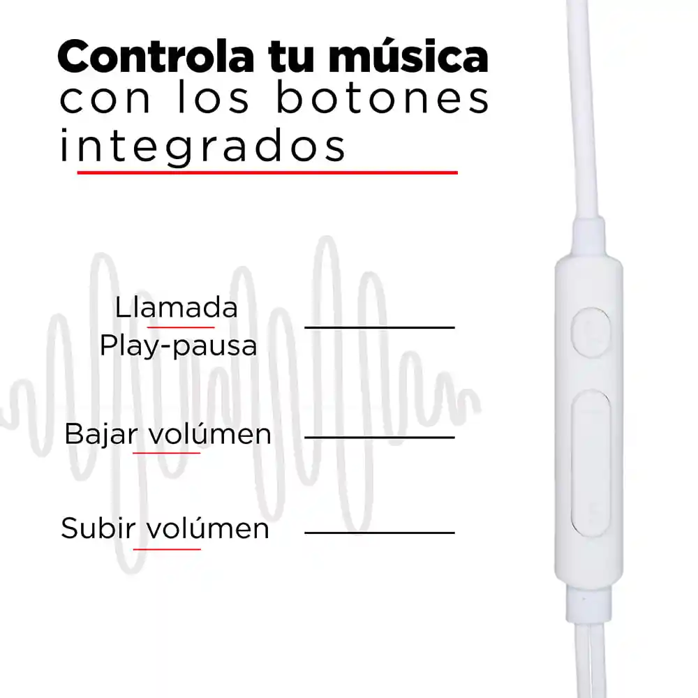 Miniso Audífonos de Cable de Moda Blanco 1.2 m E156