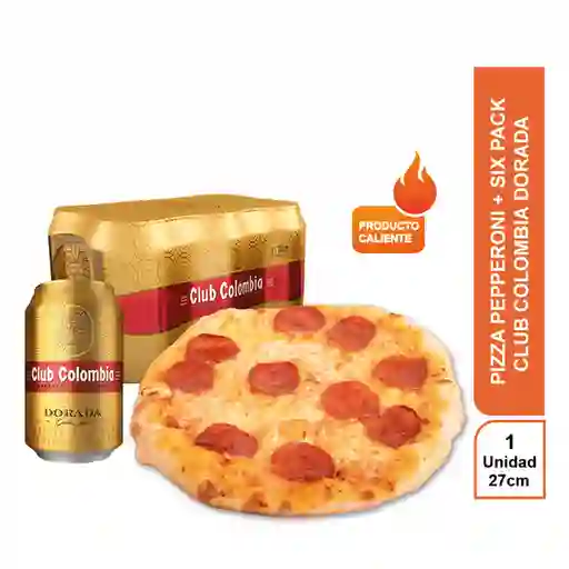 Combo Pizza Pepperoni + Club Colombia Dorada 330 mL