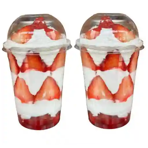 2 Vasos Fresa Con Crema Eva 16oz