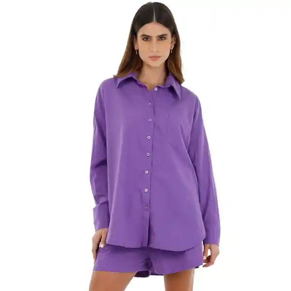 Camisa Manga Larga Clavel Morada Talla Xs