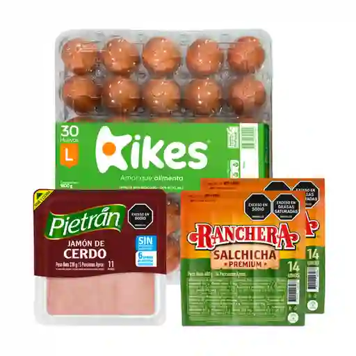 Combo Kikes Amor Que Alimenta Huevo AA Rojos L + Pietrán Jamón