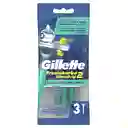 GILLETTE Prestobarba Ultragrip2 Cuchilla de Afeitar Desechable 3 Cuchillas para Hombre con 2 Hojas y Cabeza Móvil para Rasurar