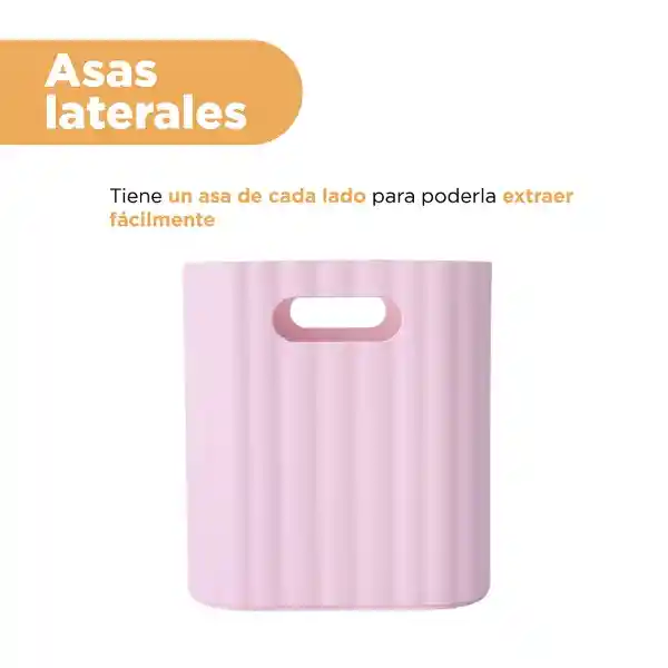 Organizador Plástico Con Asa Rosa Miniso