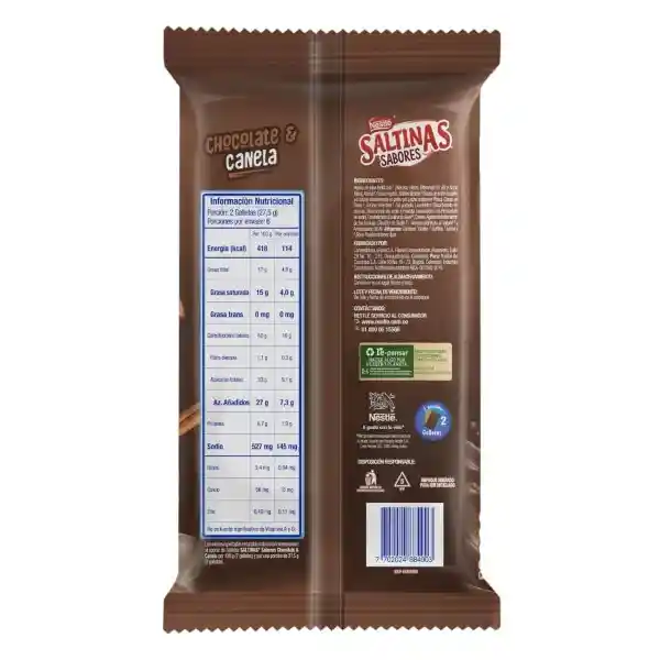 Galletas dulces SALTINAS Chocolate y Canela x 24,5g