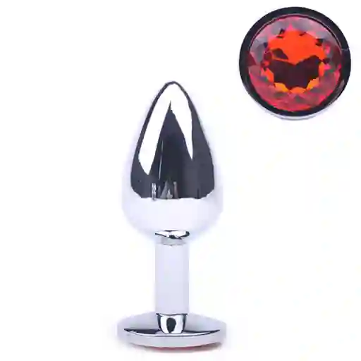 Plug Acostumbrador Anal Metálico Con Joya Diamante Rojo